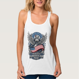 Camiseta Con Tirantes Calavera de serpiente patriótica híbrido de bestia