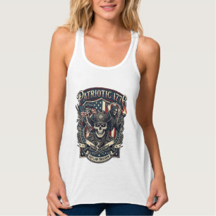 Camiseta Con Tirantes Calavera Patriota Fuera de la Ley Sheriff Patriota
