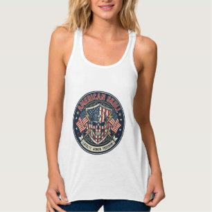 Camiseta Con Tirantes Calavera Patriótica Americana Calavera Patriótica