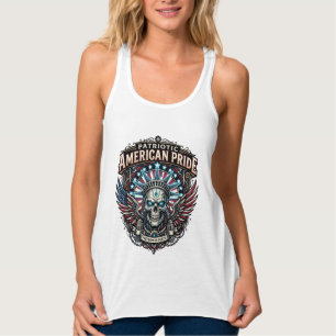Camiseta Con Tirantes Calavera Patriótica Ciber Libertad Futuro Ciberpun