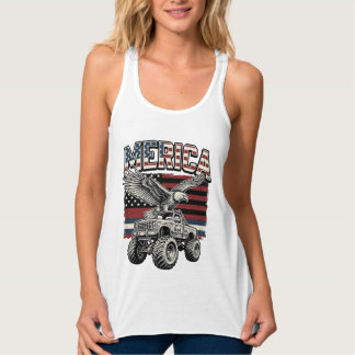 Camiseta Con Tirantes Camión Monstruo Águila Americana Vintage Patriótic