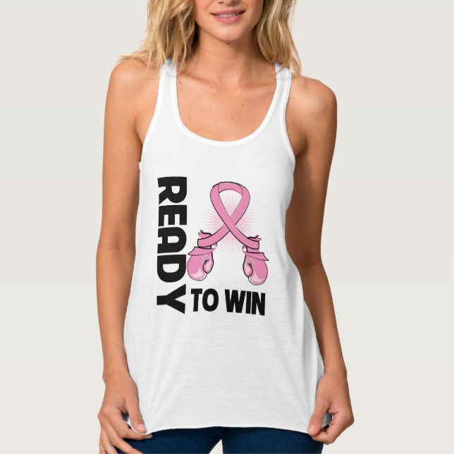 Camiseta Con Tirantes Cáncer De Mama Listo Para Ganar (Anverso)