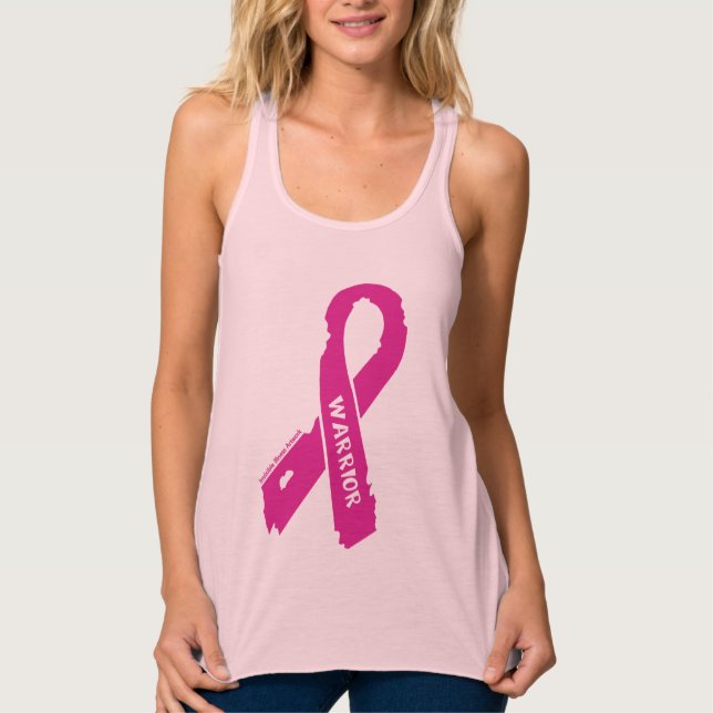 Camiseta Con Tirantes Cáncer de pecho rasgado guerrero de la cinta… (Anverso)