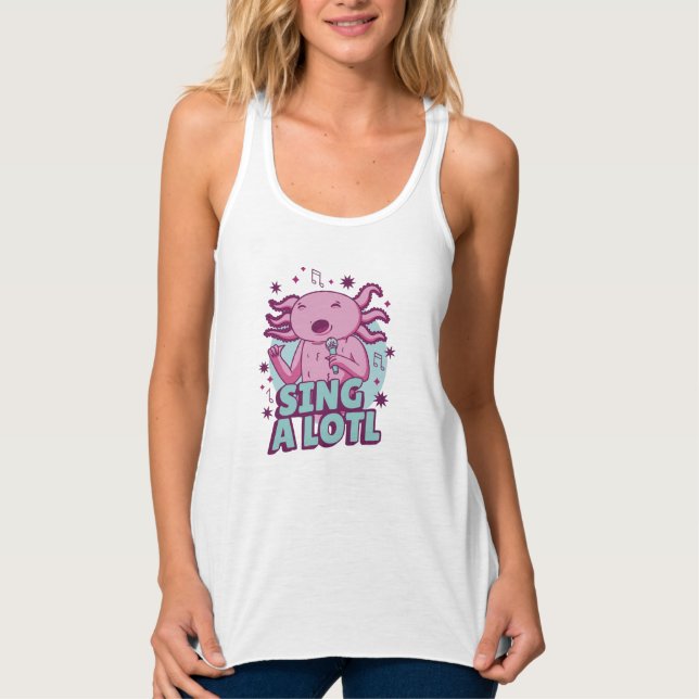 Camiseta Con Tirantes Cantar mucho Cantando Axolotl (Anverso)