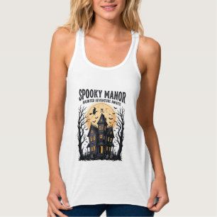 Camiseta Con Tirantes Casa Embrujada Halloween Grabado Antiguo Arte Noct