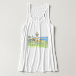 Camiseta Con Tirantes Casilla del tanque del faro amarillo; azul oceánic