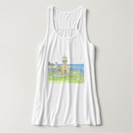 Camiseta Con Tirantes Casilla del tanque del faro amarillo; azul oceánic