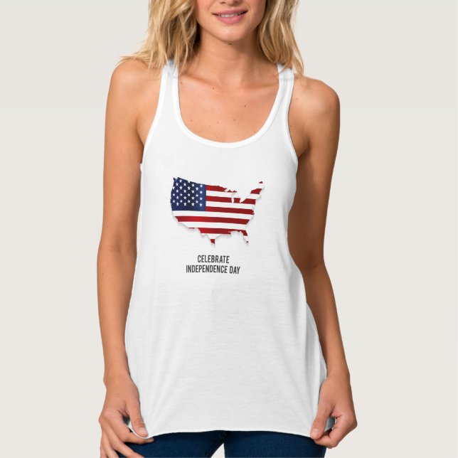 Camiseta Con Tirantes Celebrar el Día de la Independencia de la bandera  (Anverso)