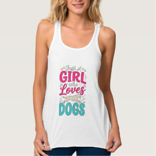 Camiseta Con Tirantes Chica Ama Perros Tipografía de Grabado Vintage Dis