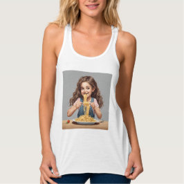 Camiseta Con Tirantes Chica comiendo espagueti