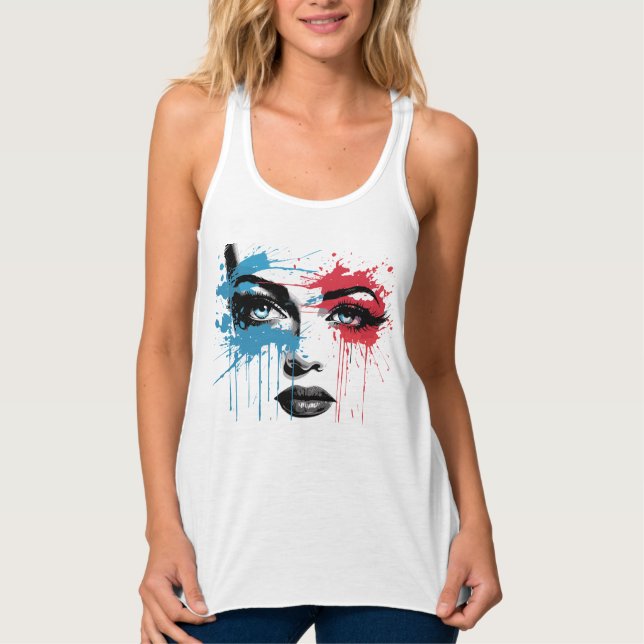 Camiseta Con Tirantes Chica de belleza pintado impreso (Anverso)