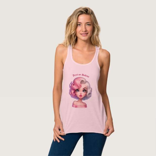 Camiseta Con Tirantes Chica de glamour retro belleza Personalizado aguda (Anverso completo)