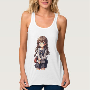 Camiseta Con Tirantes Chica de la escuela japonesa de anime