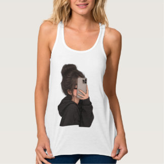 Camiseta Con Tirantes Chica Urbana Selfie Teléfono Streetwear Gráfica Ra
