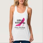 Camiseta Con Tirantes Chicas personalizados viaje de fin de semana escap<br><div class="desc">Chicas personalizados escapadas de fin de semana viajes vacaciones camisetas para mujeres. silueta de zapatos con tacón alto color rosa neón con tipografía elegante. Diseño elegante para ser novia, equipo de novias, grupo de mujeres, amigos, novias en equipo, etc. Ropa de Guay para boda, ducha de novias, despedida de soltera,...</div>