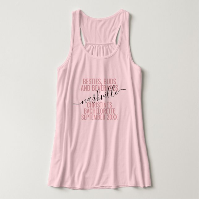 Camiseta Con Tirantes Chicas Viaje Destino Personalizado Amigas Rosa (Diseño del anverso)