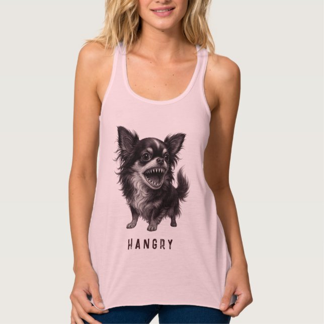 Camiseta Con Tirantes Chihuahua hangry - Gracioso y agresivo miedo a la  (Anverso)