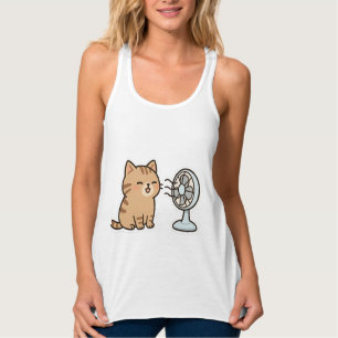 Camiseta Con Tirantes Chill Cat por el ventilador - Pegatina de verano l