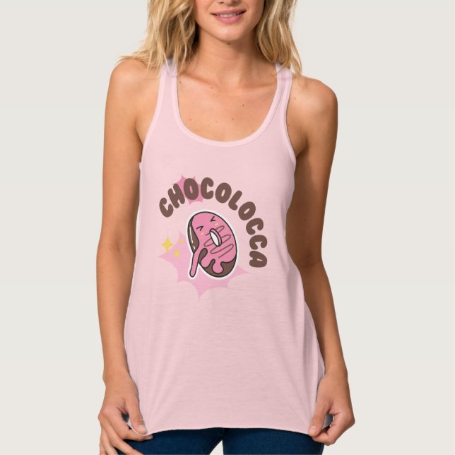 Camiseta Con Tirantes chocolocca (loco por el chocolate con donuts) (Anverso)