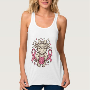 Camiseta Con Tirantes Cinta de Conciencia del Cáncer de Vaca de las Tier