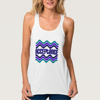 Camiseta Con Tirantes Cita de aceptación en gráfico azul verde púrpura
