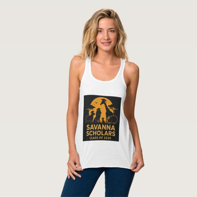 Camiseta Con Tirantes Clase de Diseño Animal Safari de Graduación 2025 (Anverso completo)