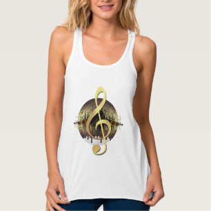 Camiseta Con Tirantes Clef de sol dorado de vinilo Flowy para amantes de