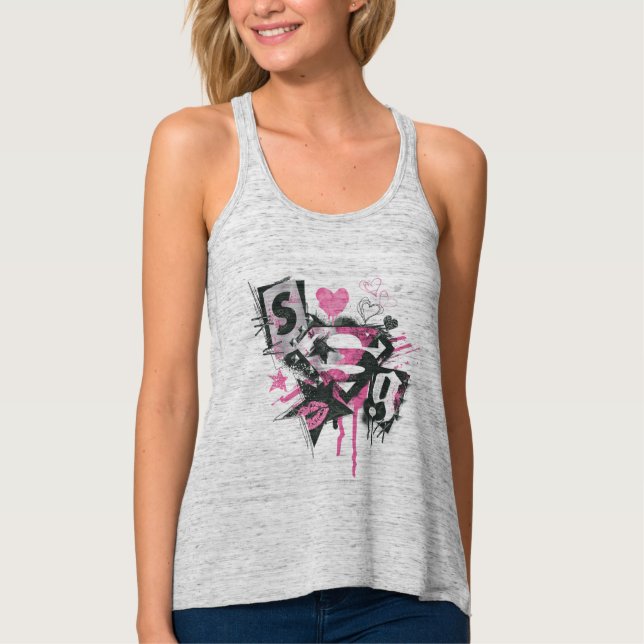 Camiseta Con Tirantes Collage de derrames y gribbles de superchica (Anverso)