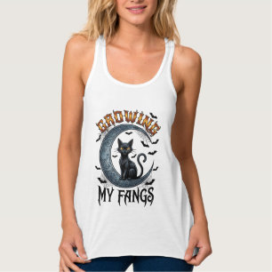 Camiseta Con Tirantes Colmillos Crecientes Gato Negro Luna Creciente Mur