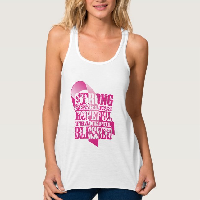 Camiseta Con Tirantes Concienciación sobre el cáncer de mama en cinta ro (Anverso)