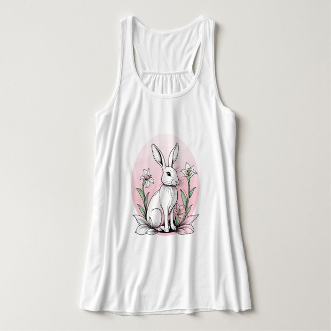Camiseta Con Tirantes Conejo y Lilies (Diseño del anverso)