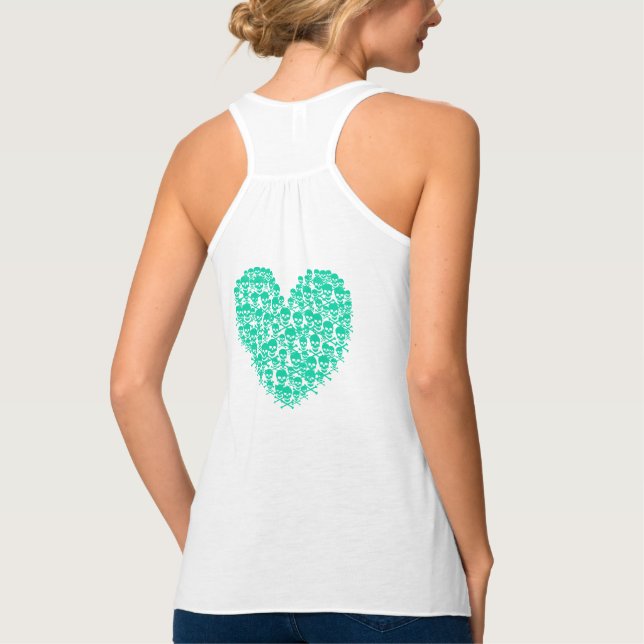 Camiseta Con Tirantes Corazón de calavera turquesa (Reverso)
