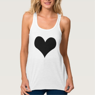 Camiseta Con Tirantes Corazón negro superior del tanque de retorno delga