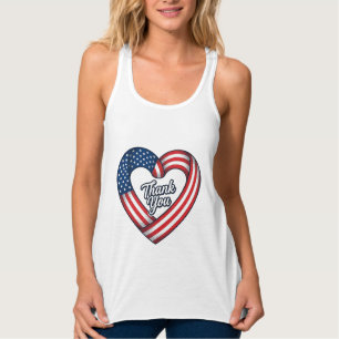 Camiseta Con Tirantes Corazón Patriótico Agradecido Diseño Vectorial Vin