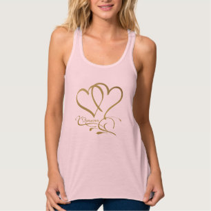 Camiseta Con Tirantes Corazones de oro para siempre sobre blanco