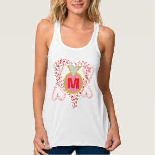 Camiseta Con Tirantes Corazones rojos del anillo de diamantes monograma