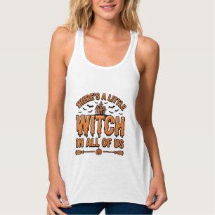 Camiseta Con Tirantes Cota de Bruja de Halloween Diseño Vectorial Vintag