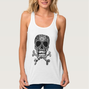 Camiseta Con Tirantes Cráneo enredado y tanque de huesos cruzados arrib