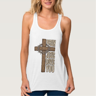 Camiseta Con Tirantes Cruz de Bruh Jesús te Ama Vintage Cristiano Vecto