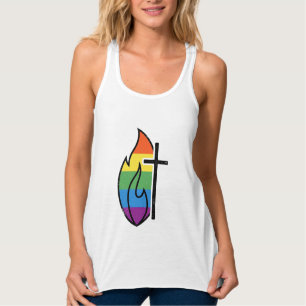Camiseta Con Tirantes Cruz de llama arcoíris vintage diseño vectorial cr