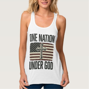 Camiseta Con Tirantes Cruz Patriótica Bajo Dios Una Nación