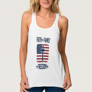 Camiseta Con Tirantes Cruz Patriótica Libertad Familia Fe Vect Bandera d