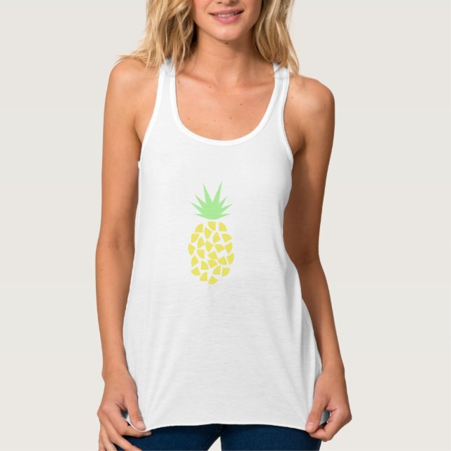 Camiseta Con Tirantes Cuidada piña tropical amarilla y verde limón (Anverso)