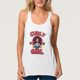 Camiseta Con Tirantes Curly Hair Girl - Pink Gym Motivation Activewear