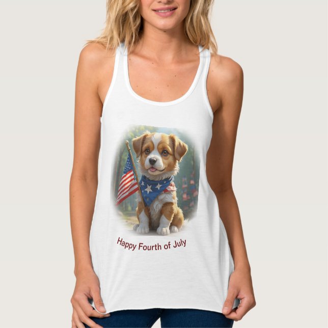 Camiseta Con Tirantes Cute Dogs cuarto de julio (Anverso)