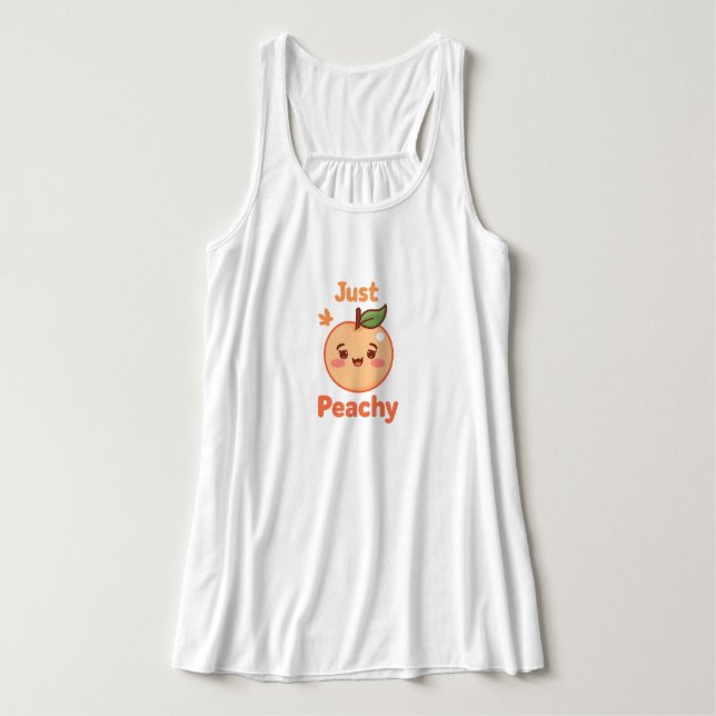 Camiseta Con Tirantes Cute "Just Peachy" Kawaii Fruit (Diseño del anverso)
