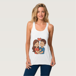 Camiseta Con Tirantes Cute Love Sticker Pareja de dibujos animados ena