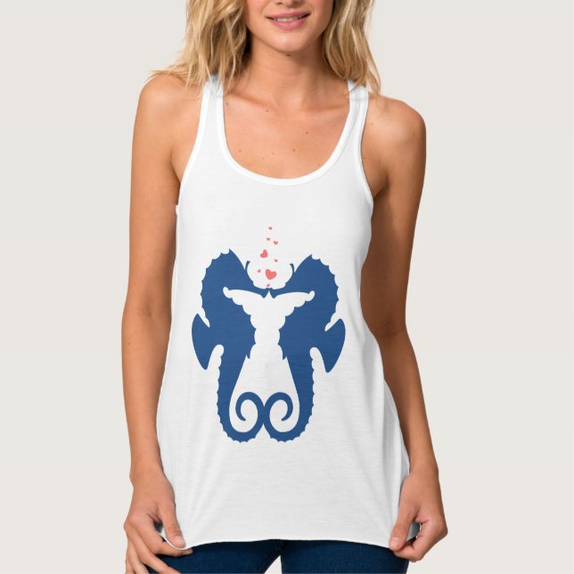 Camiseta Con Tirantes Cute Navy Blue Sea-Horses En Amor (Anverso)