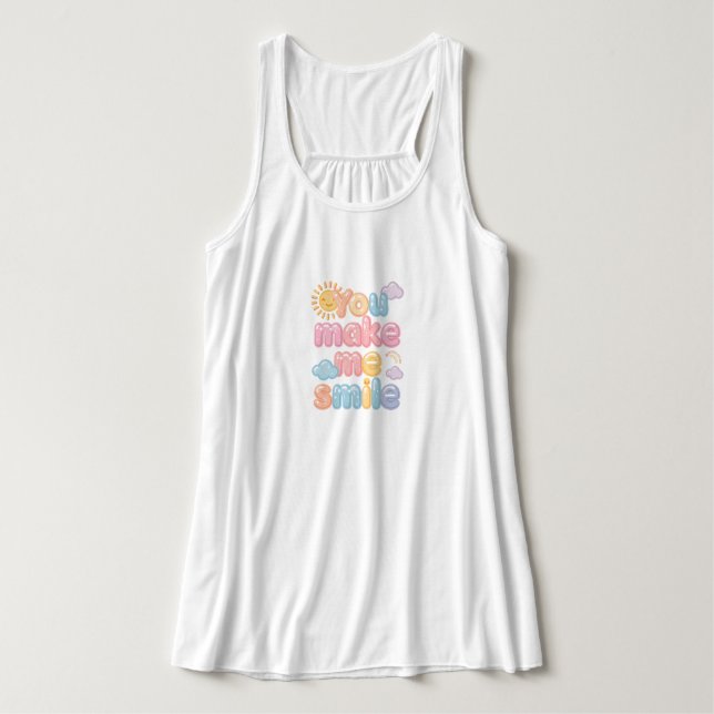 Camiseta Con Tirantes Cute "You Make Me Smile" Pastel Quote (Diseño del anverso)
