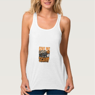 Camiseta Con Tirantes Día de las Brujas Dame Caramelo Gato Espantoso
